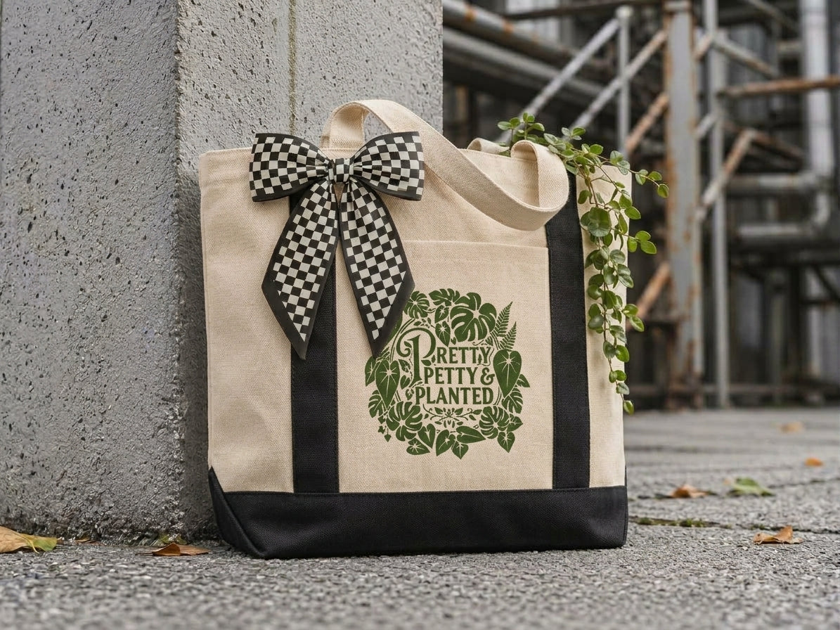 Mini Pretty, Petty, Planted Zip Tote