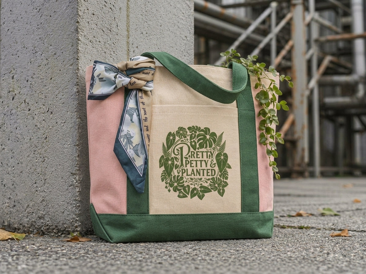 Mini Pretty, Petty, Planted Zip Tote